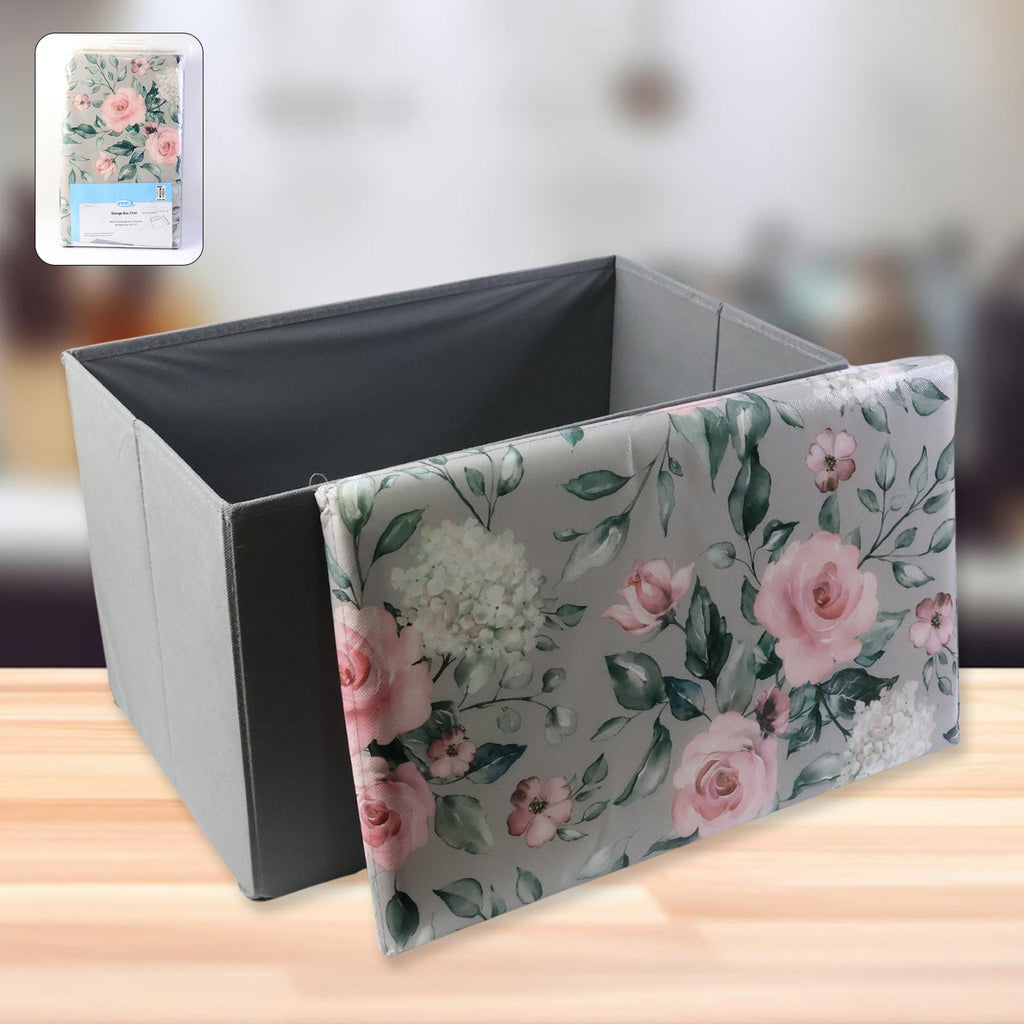 Foldable Storage Box with Floral Lid – Durable & Spacious Organizer