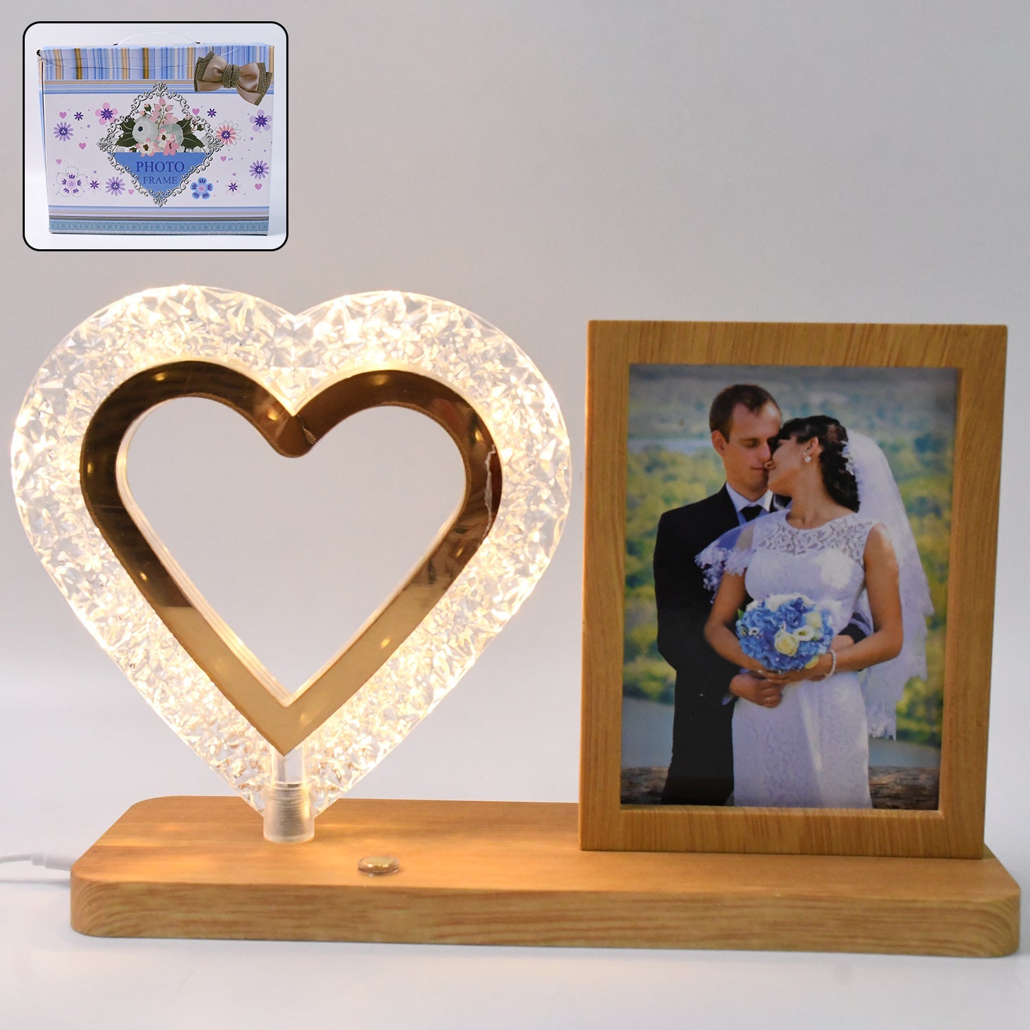 Heart Shape LED Photo Frame Lamp – Romantic Wedding Gift