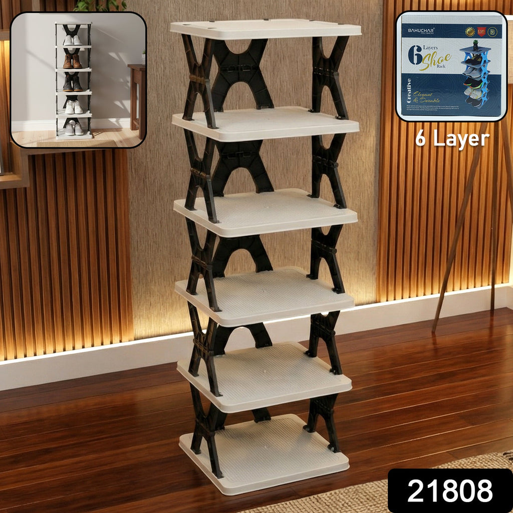 6 Layer Shoe Rack Stand – Space Saving Rectangle Organizer