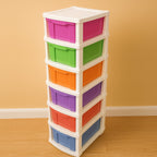 Plastic Storage Drawer Cabinet – 6-Layer Multi-Colored Organizer