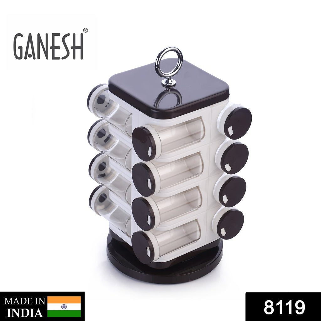 Revolving Spice Rack – 16 PC Plastic Jars, 100ml Each | Ganesh