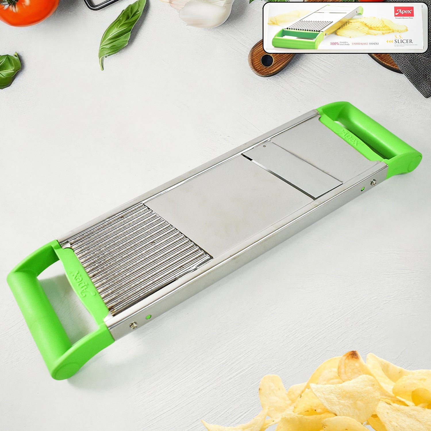 Stainless Steel Vegetable Slicer – Durable 2-in-1 Mandoline Cutter
