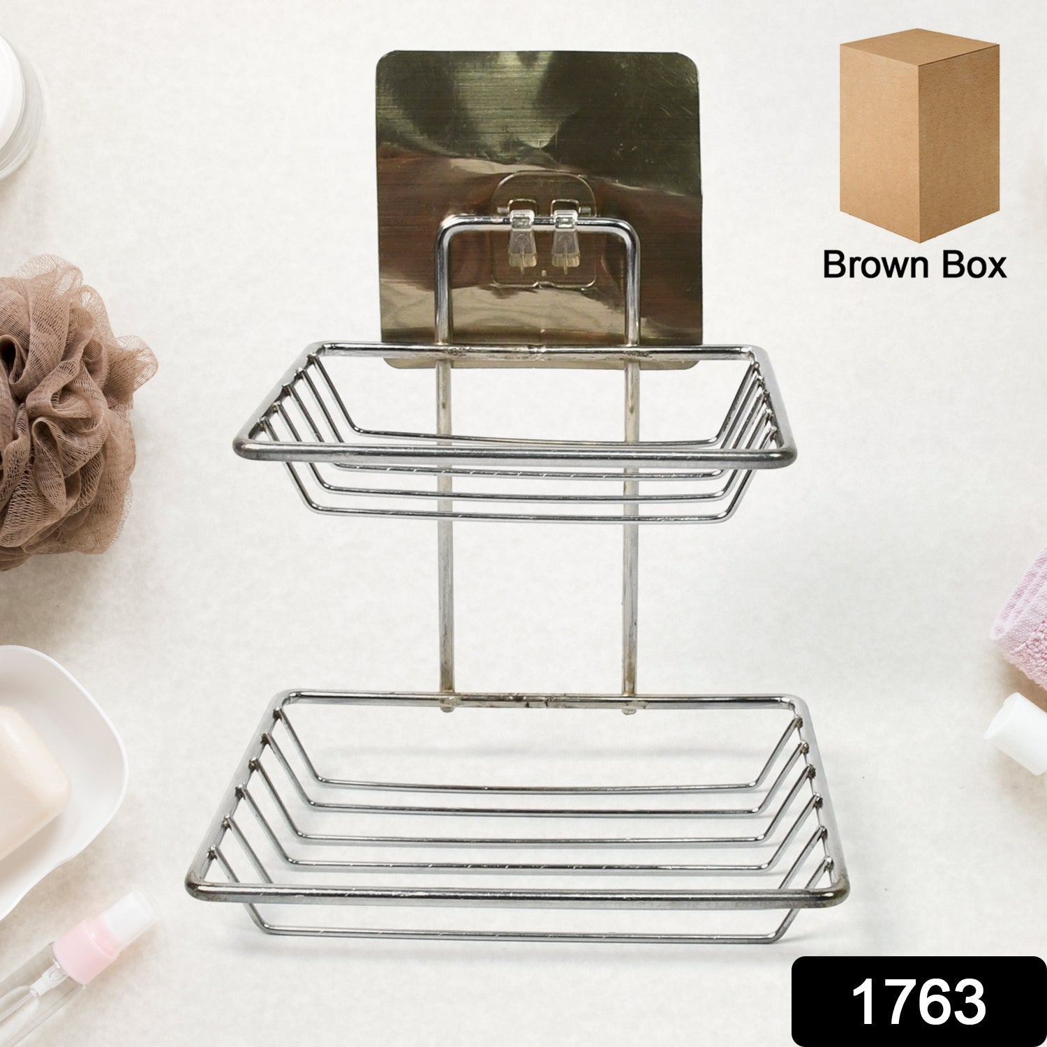 Wall Mounted Soap Dish – Stainless Steel with Hooks | Velvet Organizers