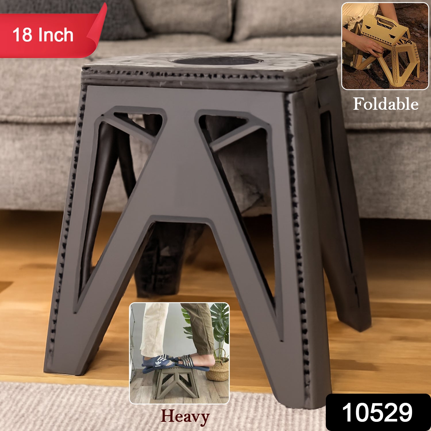 18 Inch Folding Stool – Portable Durable Step & Seating Stool