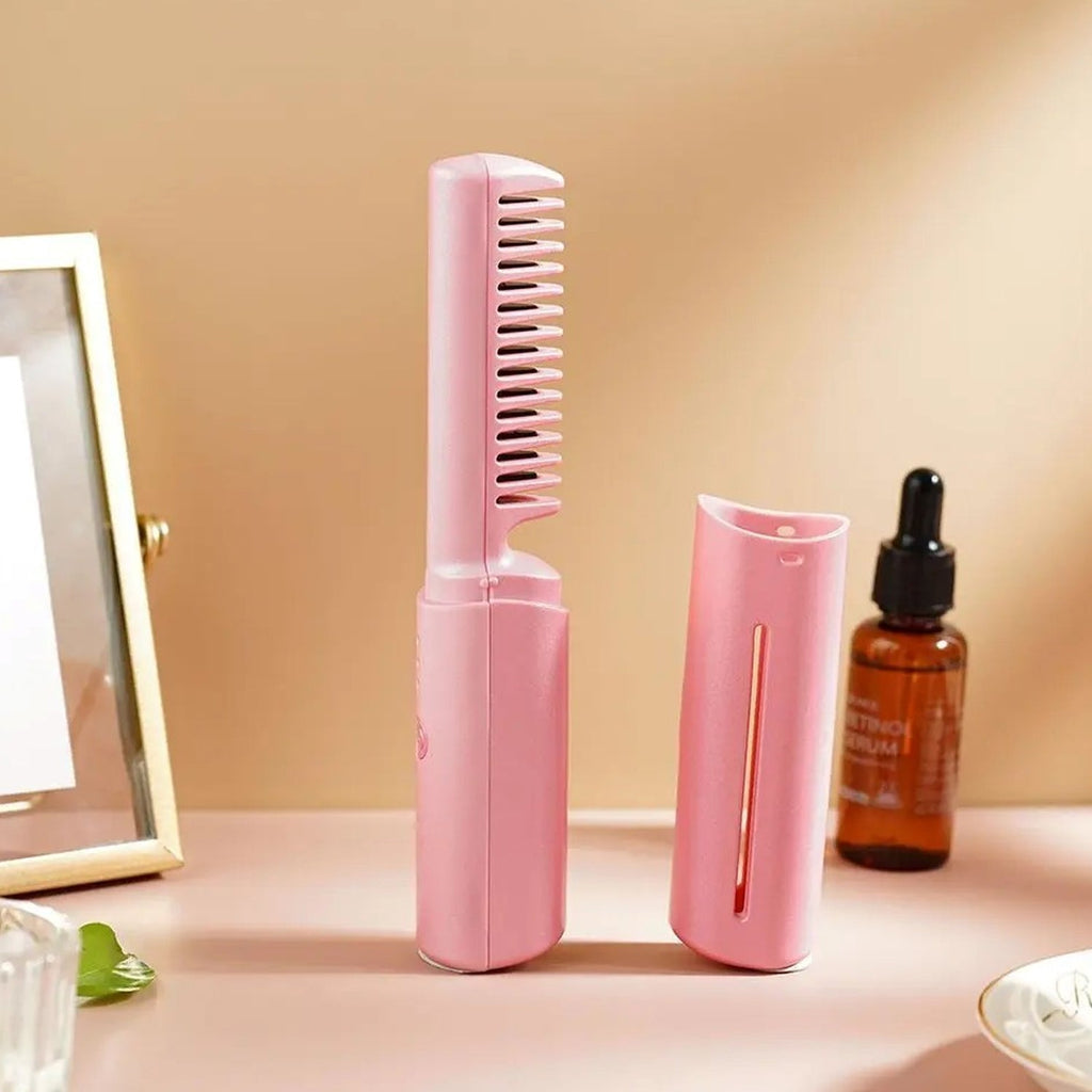 Mini Hair Straightener Brush Ð Cordless & Rechargeable for Travel