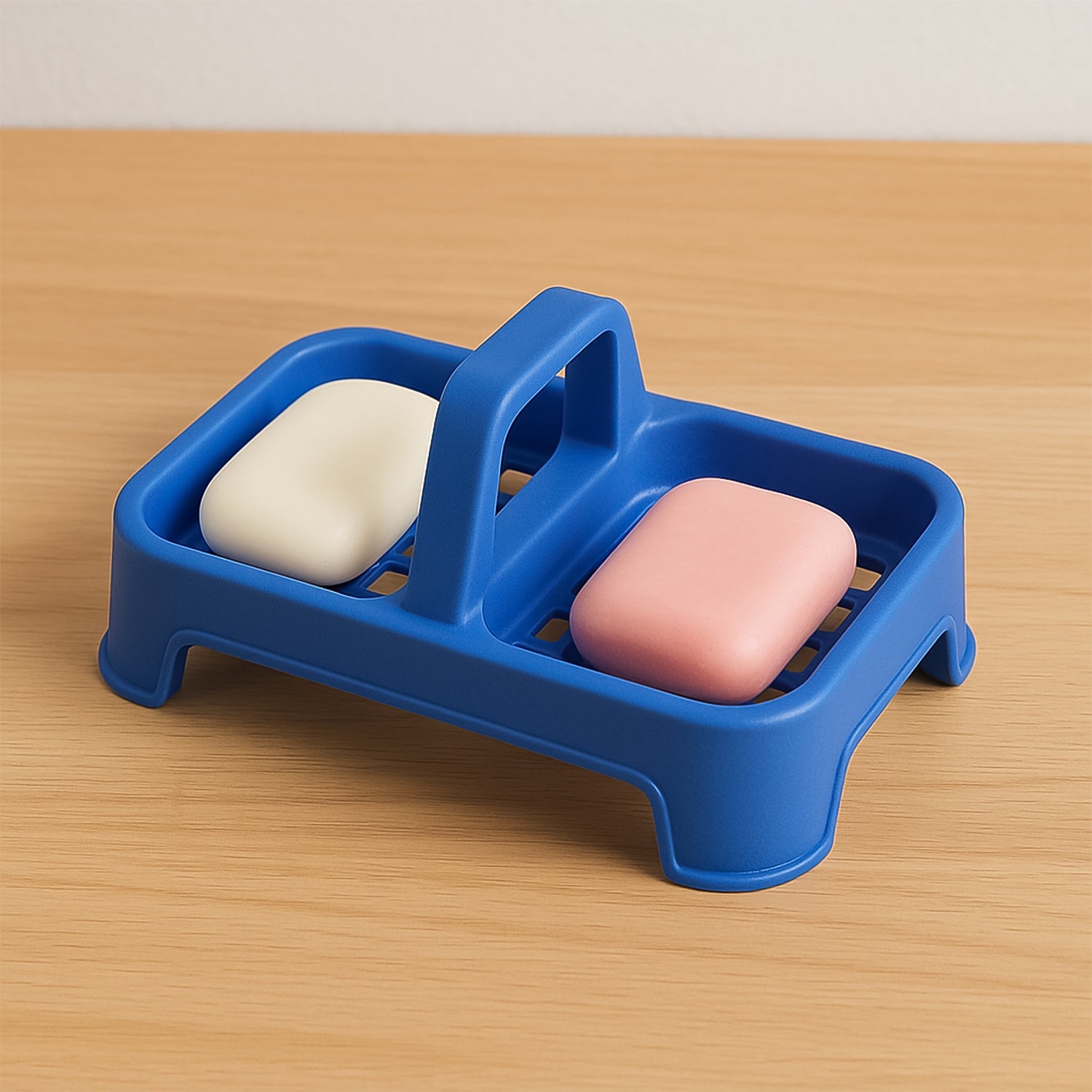 Double Soap Dish Stand – 2-in-1 with Handle & Drainage