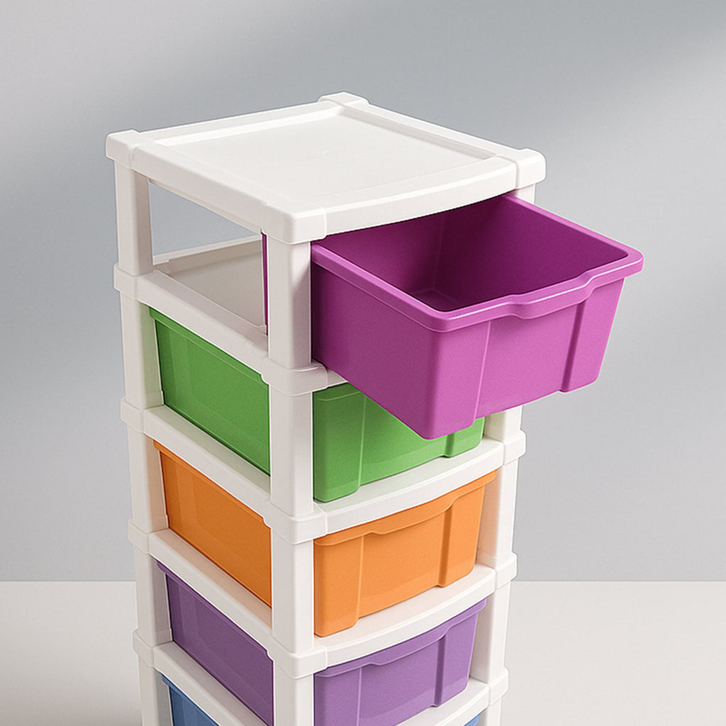 Plastic Storage Drawer Cabinet – 6-Layer Multi-Colored Organizer