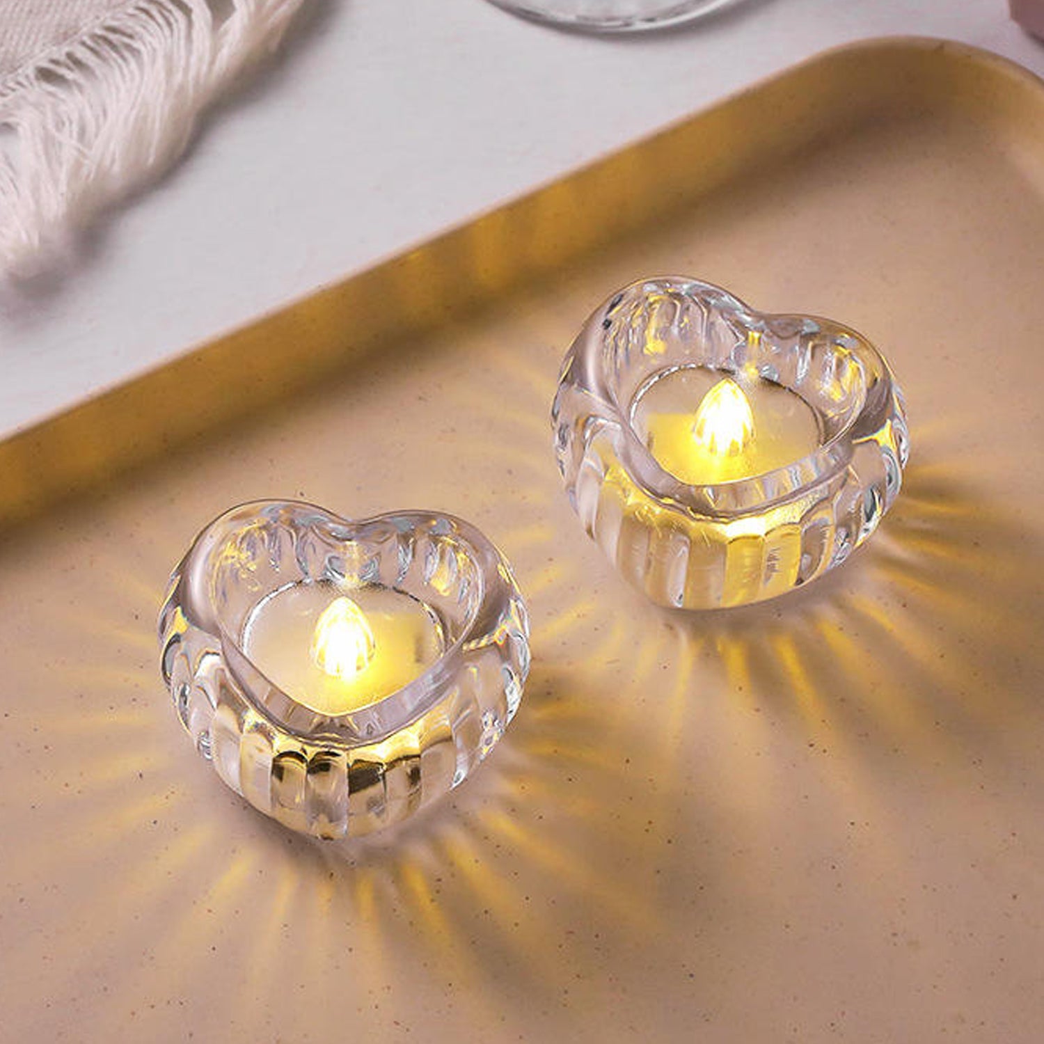 Heart-Shaped LED Flameless Candles – Set of 12 Elegant Lights