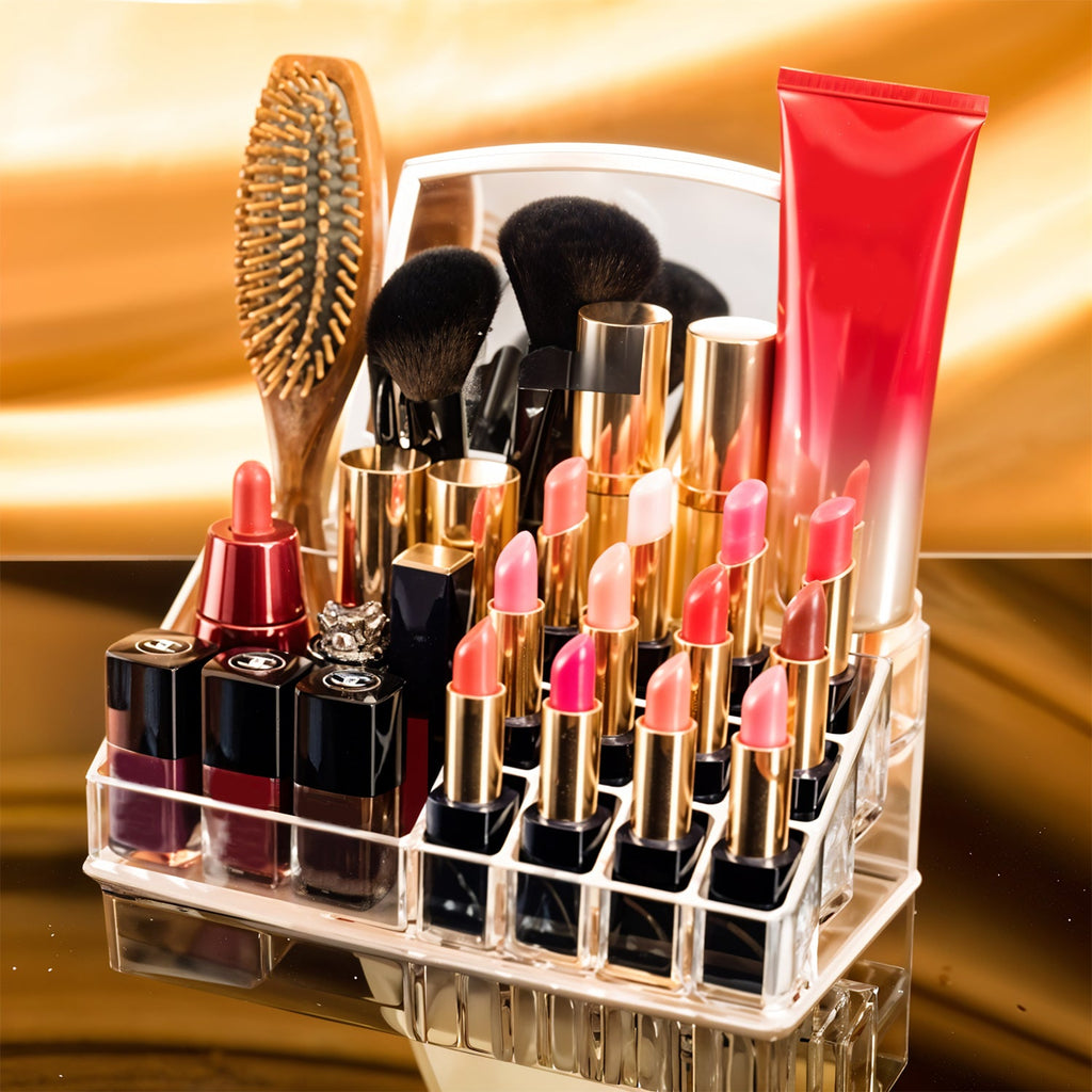 Acrylic Makeup Organizer – 16 Clear Compartments for Cosmetics
