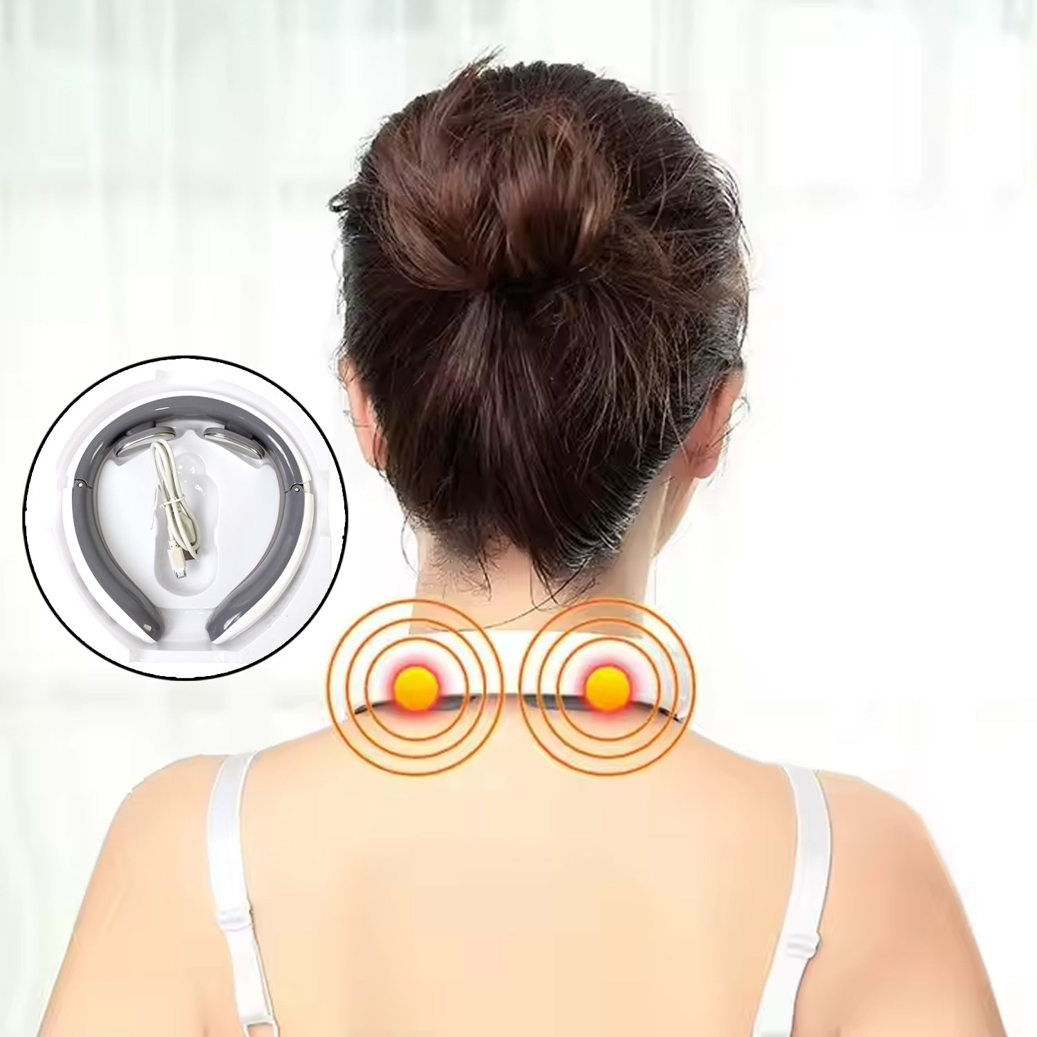 Cordless EMS Neck & Back Massager – Heat Therapy for Daily Muscle Relaxation