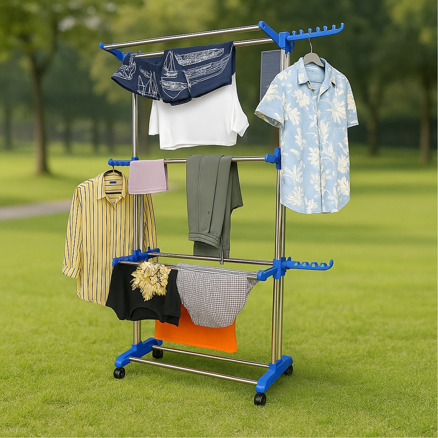 Stainless Steel Clothes Drying Rack – Foldable & Mobile