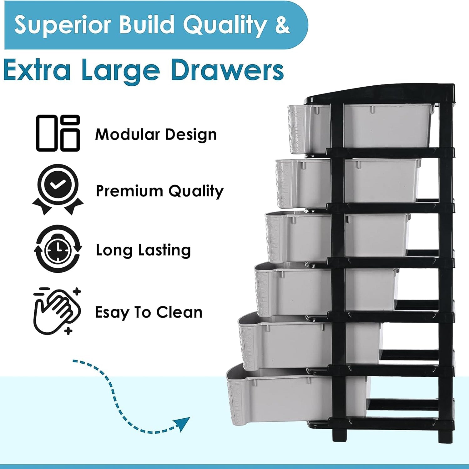 Plastic Drawer Organizer – 6-Layer Stone Texture Storage Cabinet