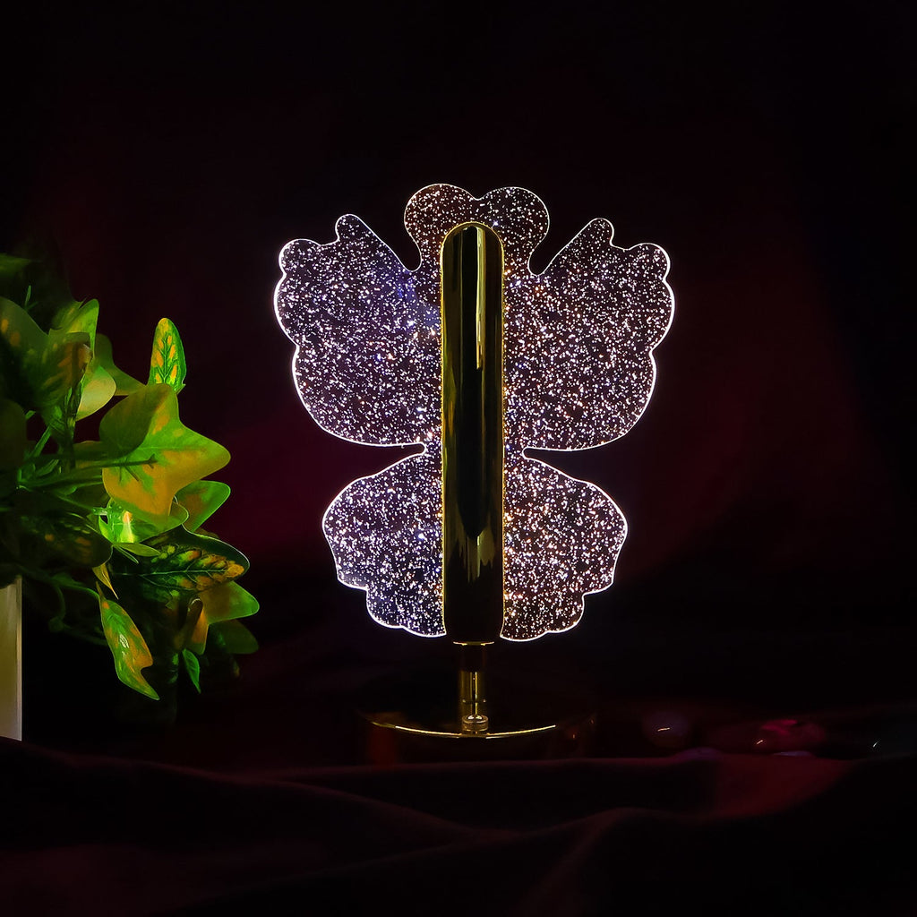 Luxury Crystal Table Lamp – Four-Leaf Clover USB Rechargeable