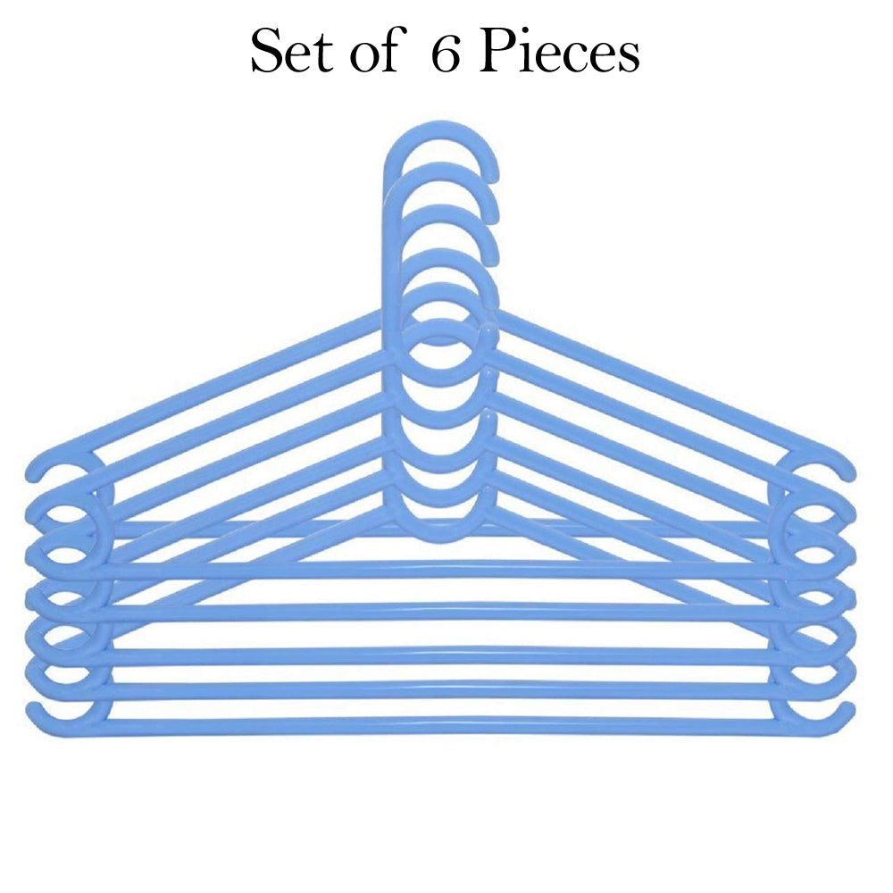 Plastic Clothes Hanger Set (6 Pcs) – Durable & Space-Saving | Indo Glow
