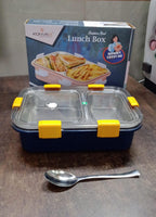 Stainless Steel Lunch Box 2 Section – Leakproof & Durable with Spoon