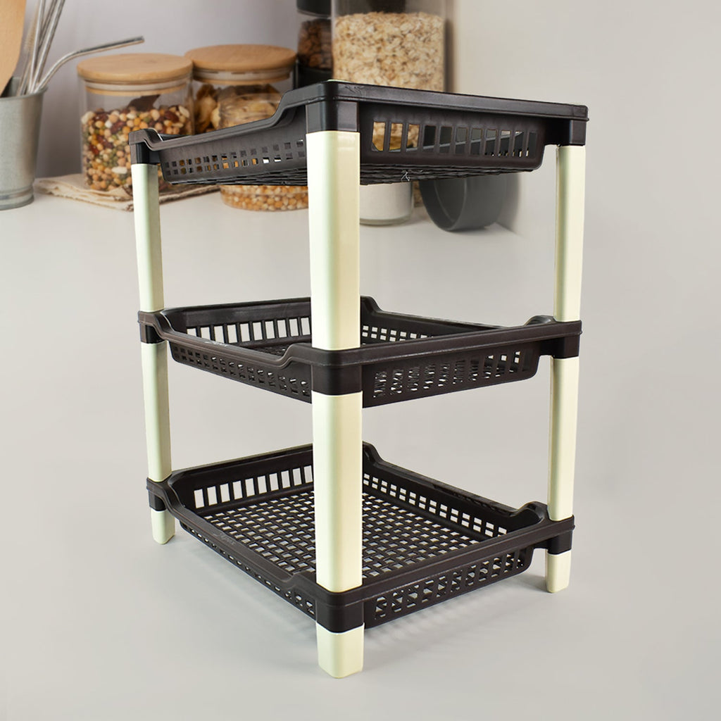Plastic Storage Rack – 3-Tier Durable Multi-Use Organizer