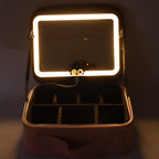 LED Makeup Organizer Box – Touch Sensor Mirror & USB Rechargeable