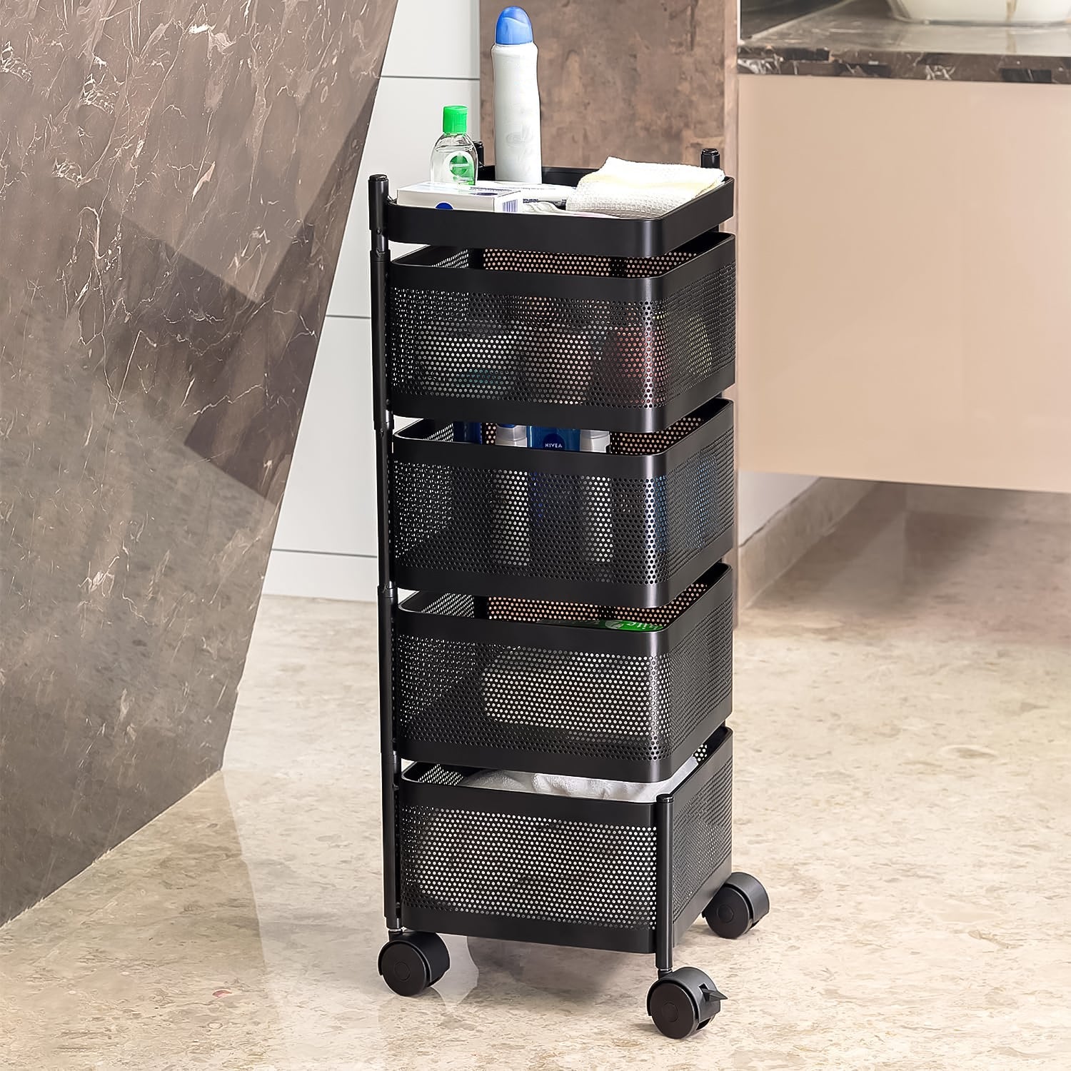 Metal Kitchen Trolley – 4 Layer Durable Storage Rack | Tidy Table