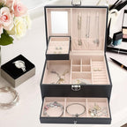 Jewellery Organizer Box – Multi-Layer Velvet Storage with Lock