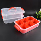 Transparent 3-Layer Storage Box with Handle and Lock Clips