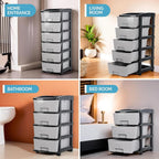Plastic Drawer Organizer – 6-Layer Stone Texture Storage Cabinet