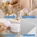 Vanity Organizer with Rotating Tray & Drawers for Easy Storage