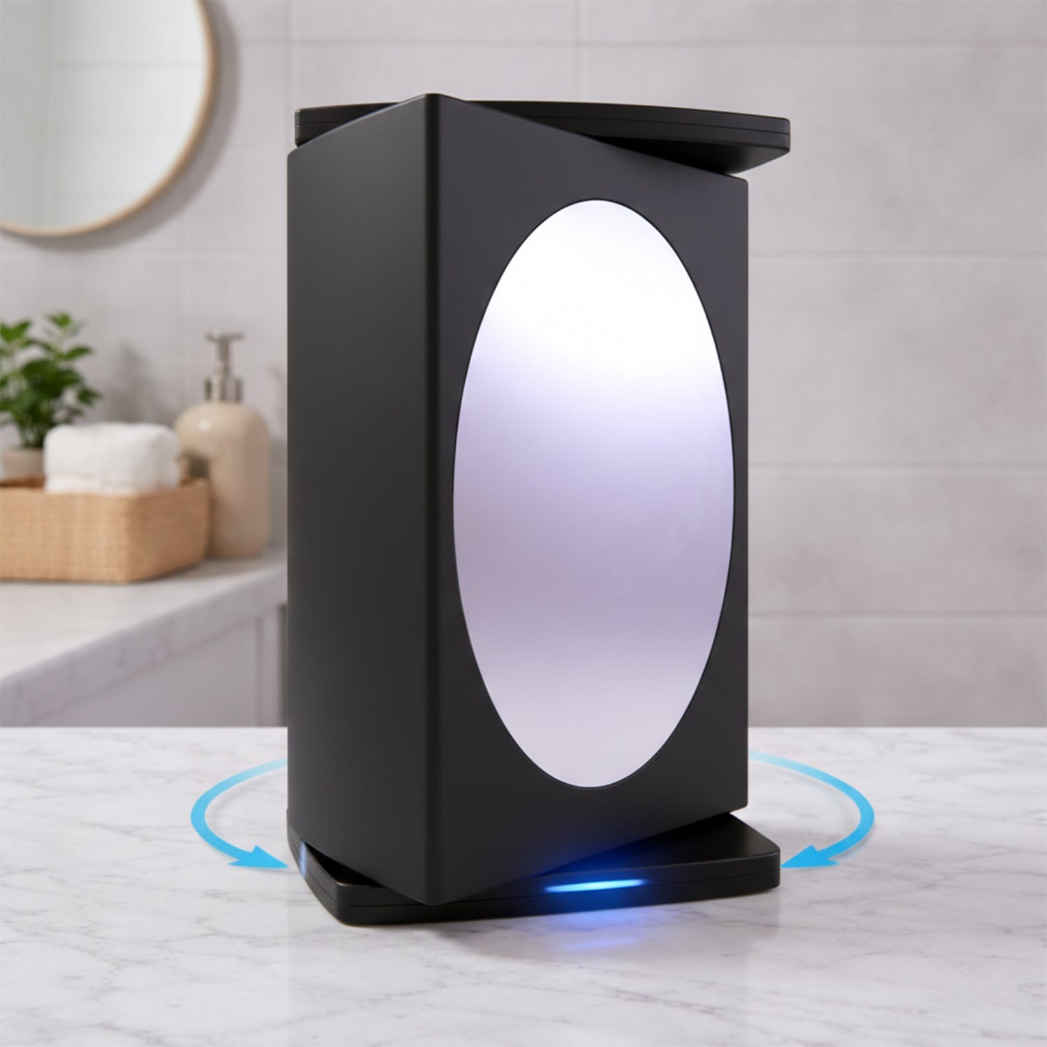 Rotating Storage Cabinet with Mirror – Space-Saving Wall Organizer