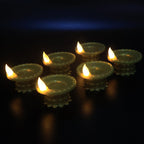 Water Sensor LED Diyas – Set of 12 Flameless Golden Lights