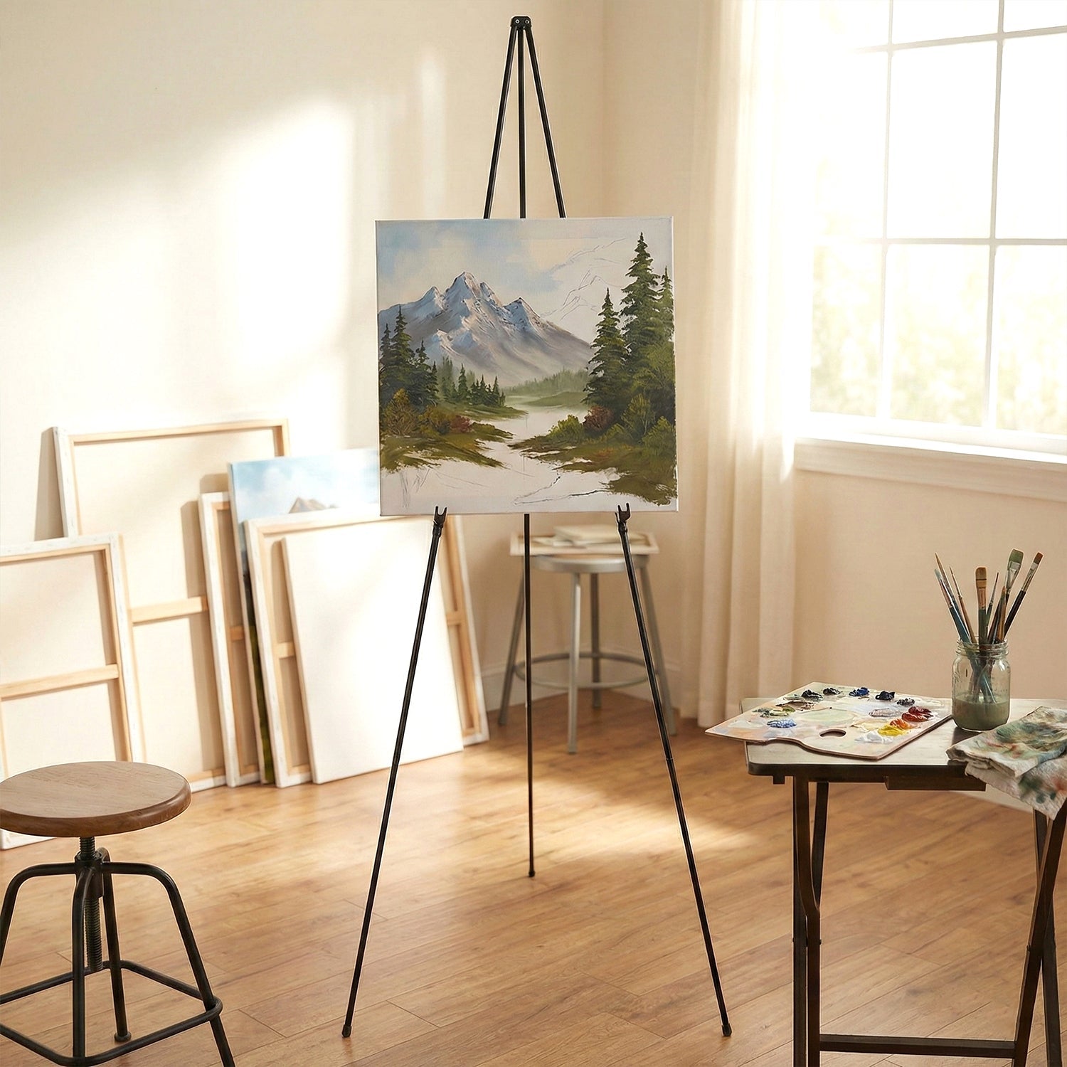 Adjustable Metal Tripod Easel Stand – 66 Inch Foldable Art Display