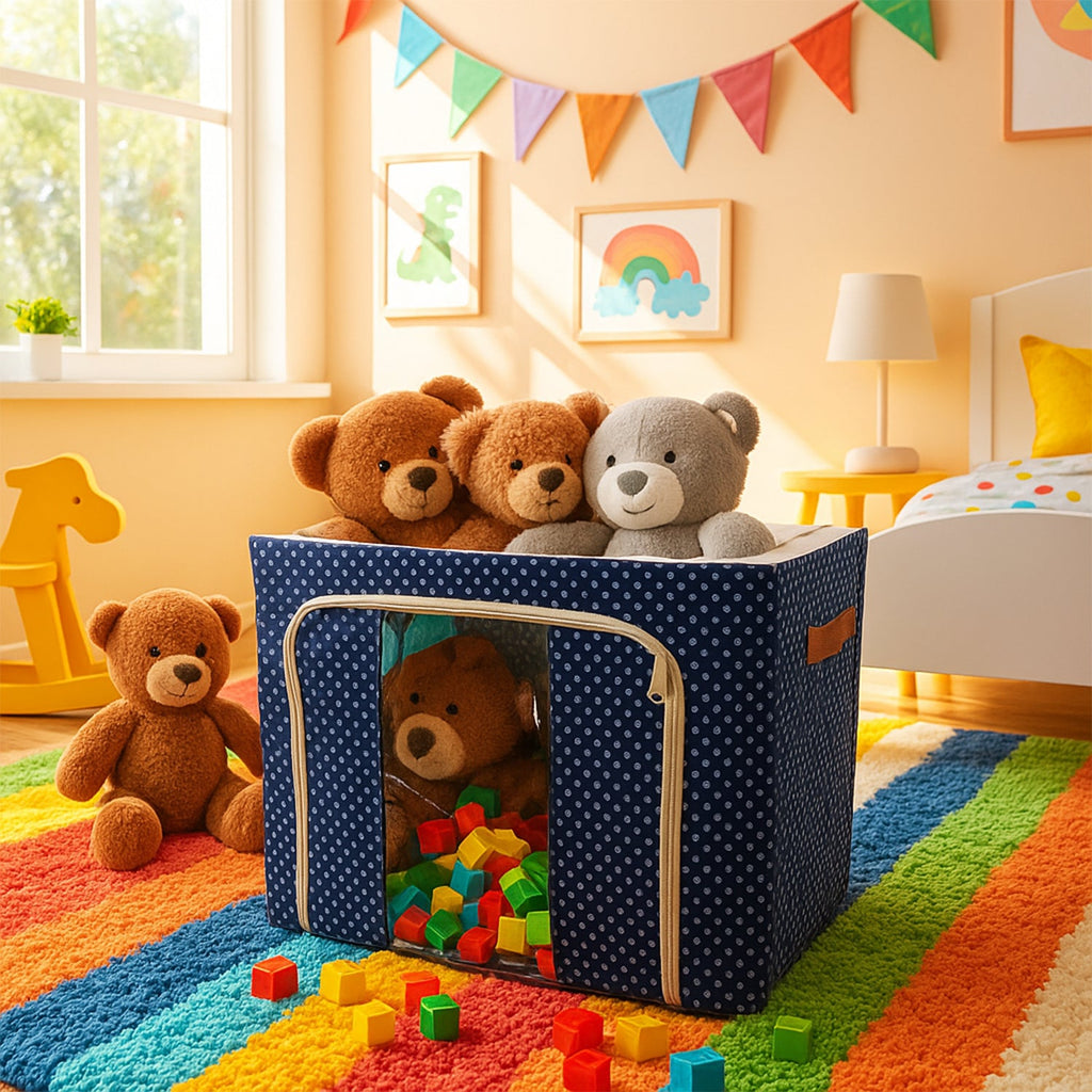 Foldable Steel-Frame Clothes Storage Box – Dust-Proof Organizer