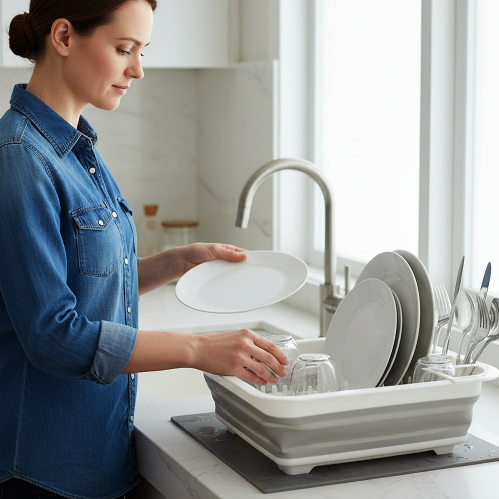 Foldable Plastic Dish Drying Rack – Space-saving & Portable Organizer