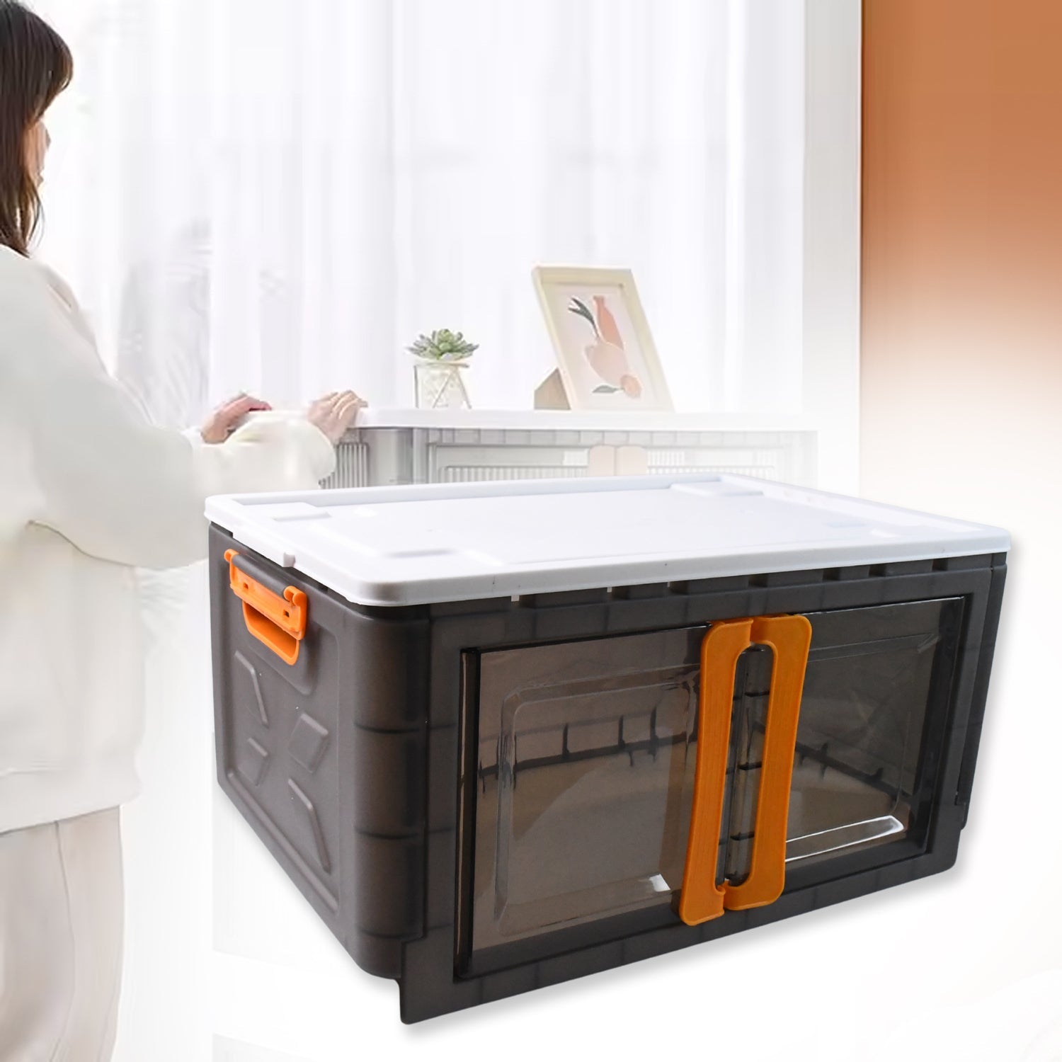 Plastic Folding Wardrobe Organizer – Space-Saving Storage with Wheels