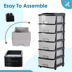 Plastic Drawer Organizer – 6-Layer Stone Texture Storage Cabinet