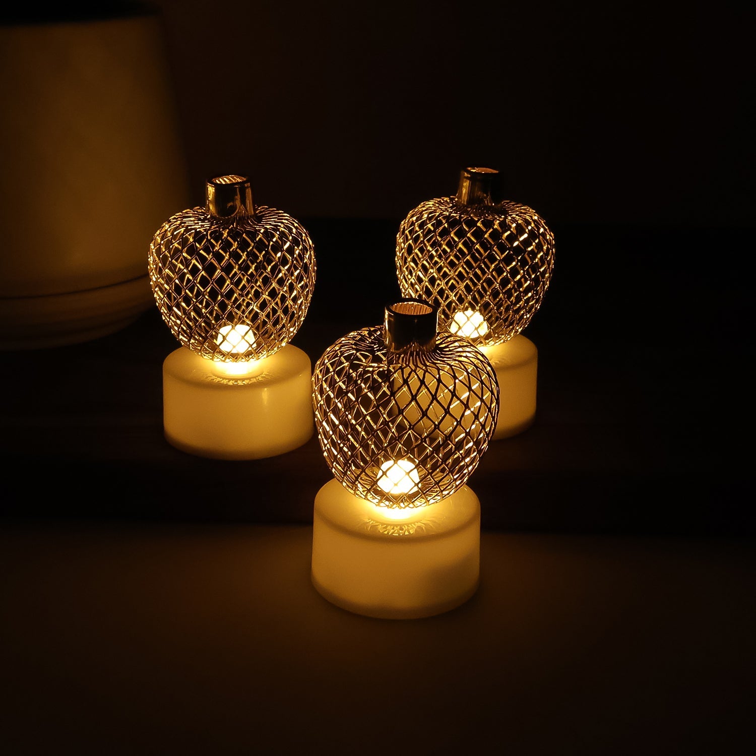 Apple Shape LED Tealight Candles – Flameless Decorative Set of 12