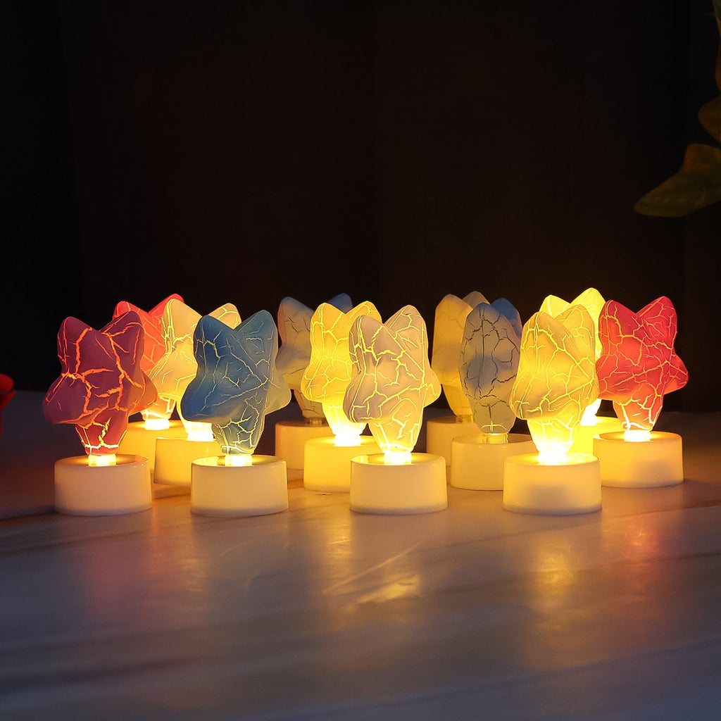 Star Shape LED Tealight Candles – Set of 12 Decorative Lights