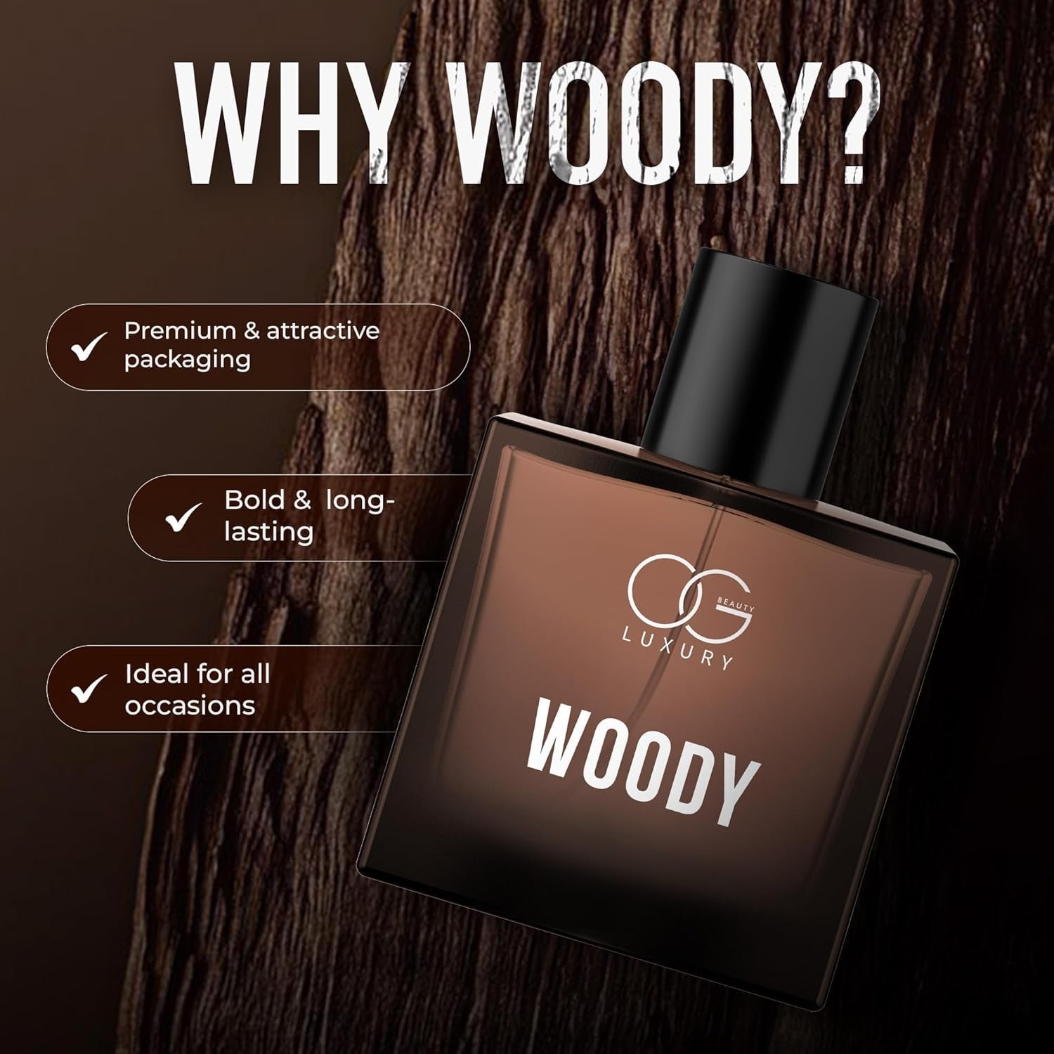 Woody Eau De Parfum – Long-Lasting Unisex Premium Fragrance 50 ML