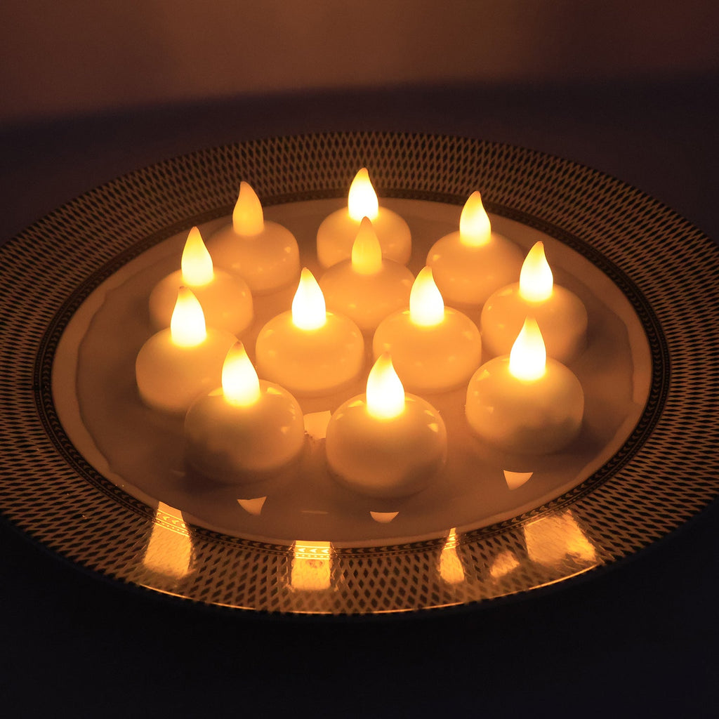 LED Floating Candles – Smokeless Lotus Set of 12 for Festive Decor