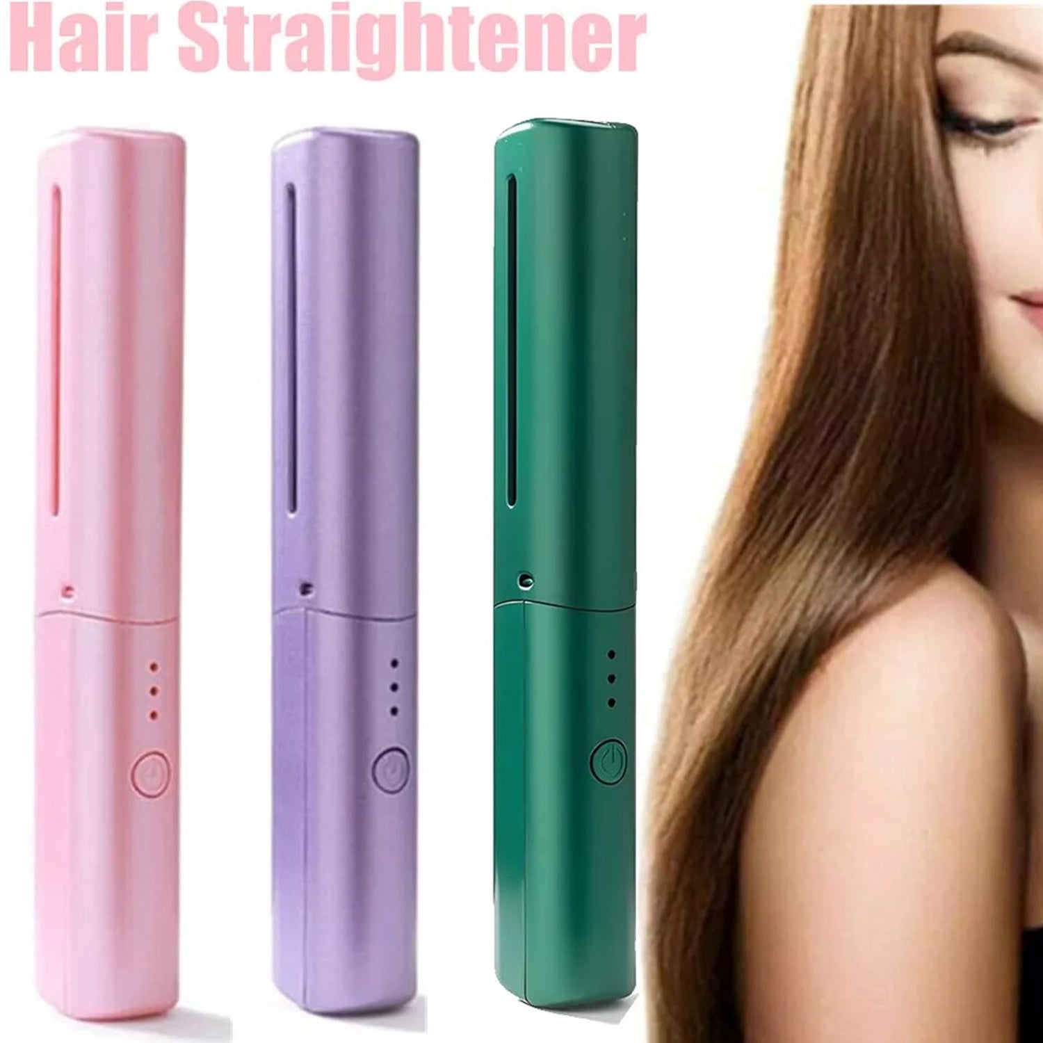 Mini Hair Straightener Brush Ð Cordless & Rechargeable for Travel