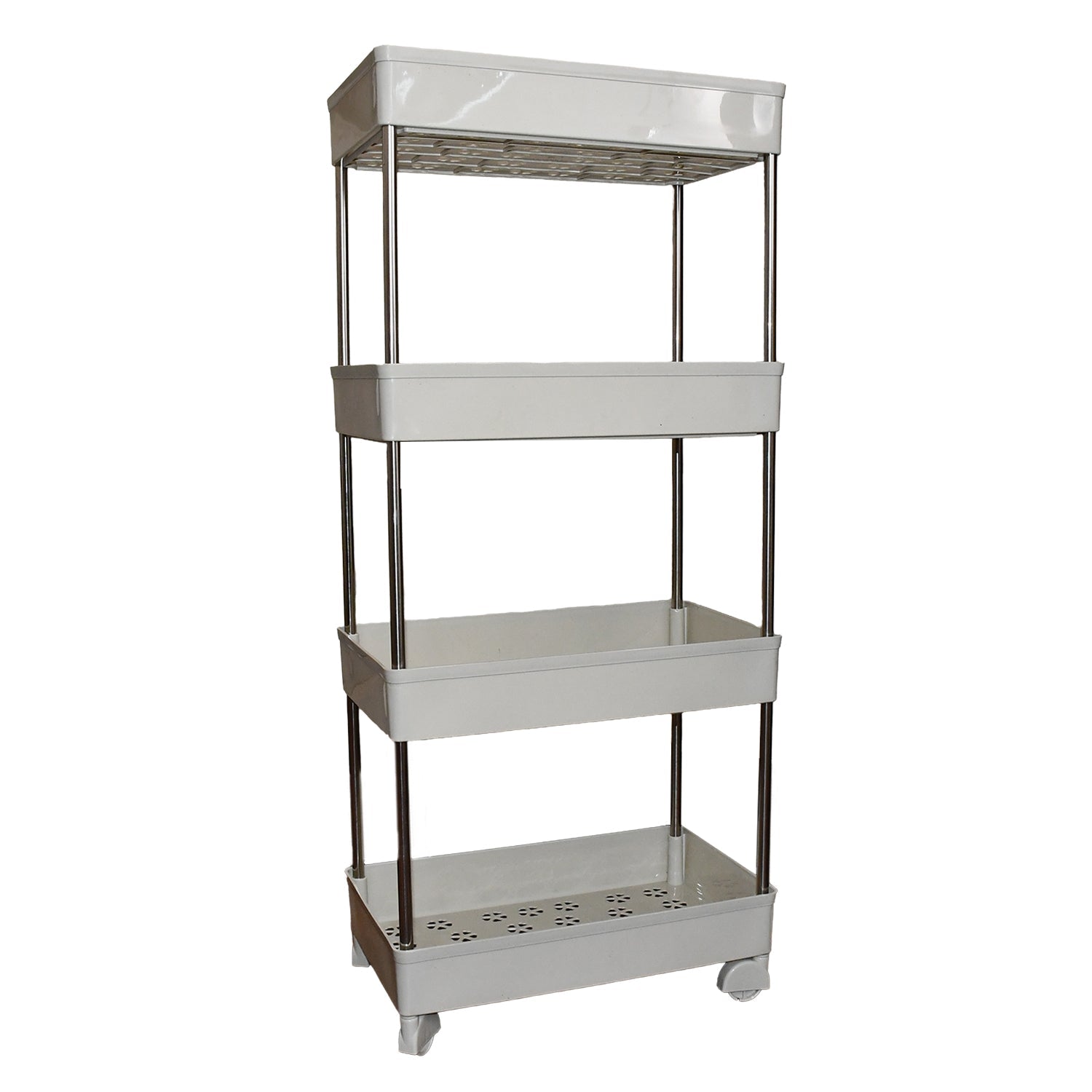 4 Layer Kitchen Rack – Durable Steel & Plastic Storage
