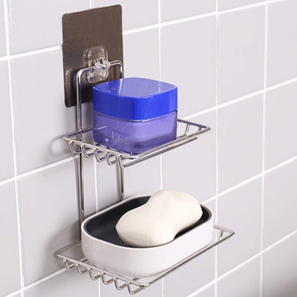 Wall Mounted Soap Dish – Stainless Steel with Hooks | Velvet Organizers