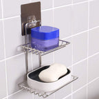 Wall Mounted Soap Dish – Stainless Steel with Hooks | Velvet Organizers