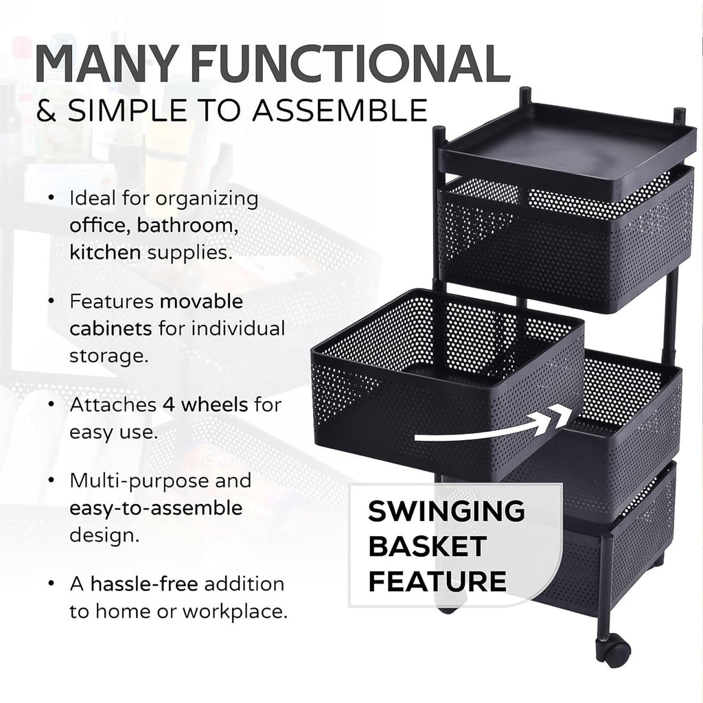 Metal Kitchen Trolley – 4 Layer Durable Storage Rack | Tidy Table