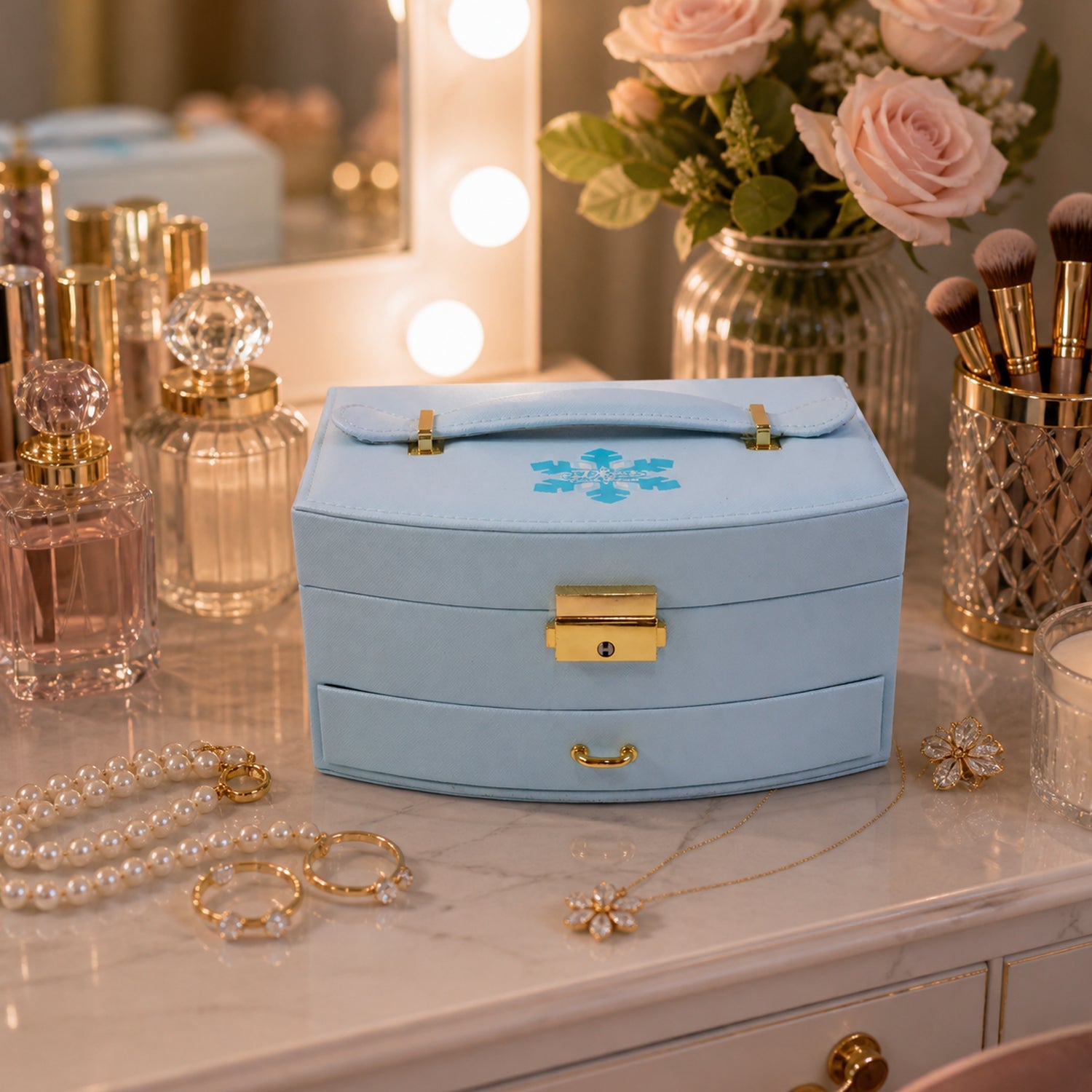 Jewelry Storage Box Ð Multi-Layer Organizer with Mirror for Elegant Storage