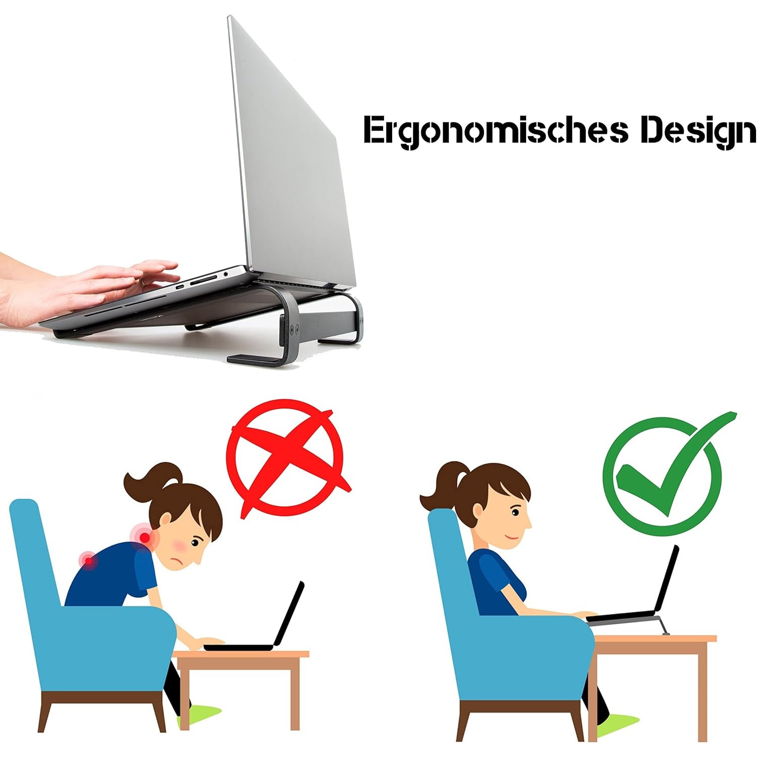 Fixed Metal Laptop Stand – Sturdy Ergonomic Desk Riser for Work