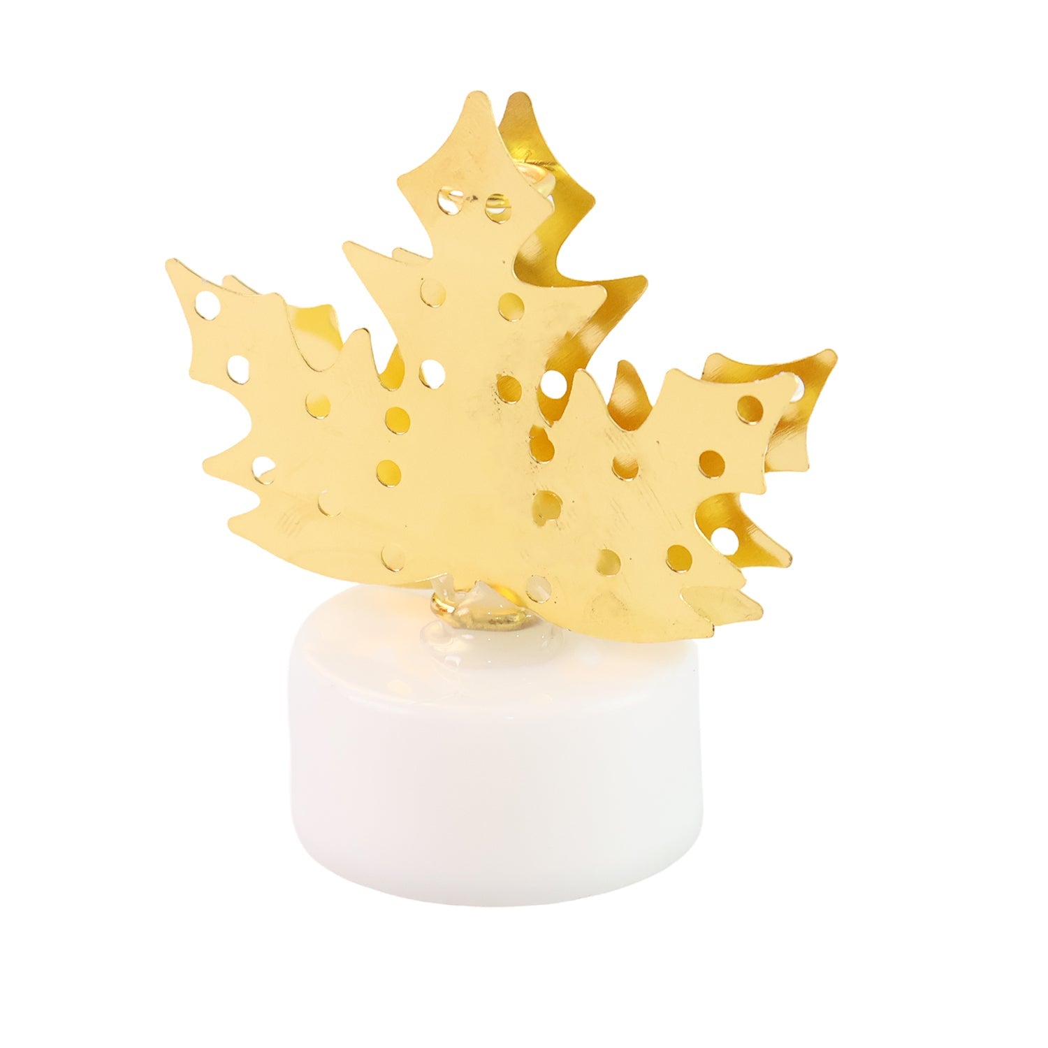 LED Gold Metal Leaf Diya Lamp – Battery Operated Festive Glow