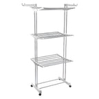 Cloth Drying Stand – 3-Tier Foldable Stainless Steel with Wheels