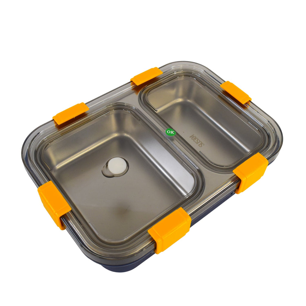 Stainless Steel Lunch Box 2 Section – Leakproof & Durable with Spoon