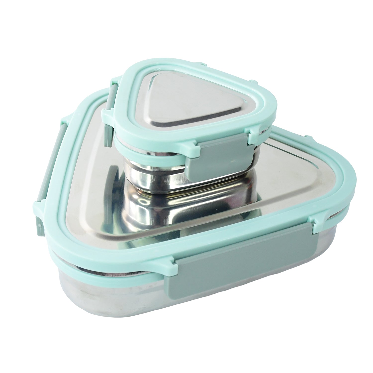 Triangle Stainless Steel Lunch Box Set – Compact Leakproof 2-Piece Tiffin