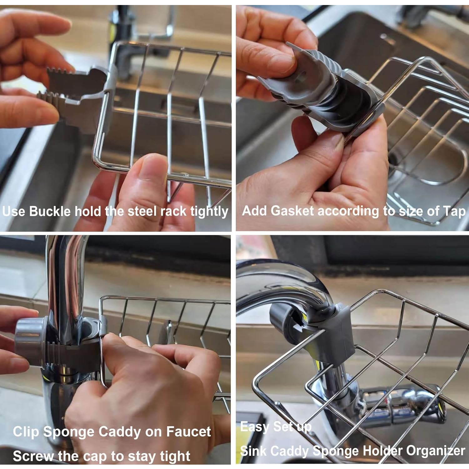 Stainless Steel Sink Caddy Organizer – Durable Clamp-On Holder