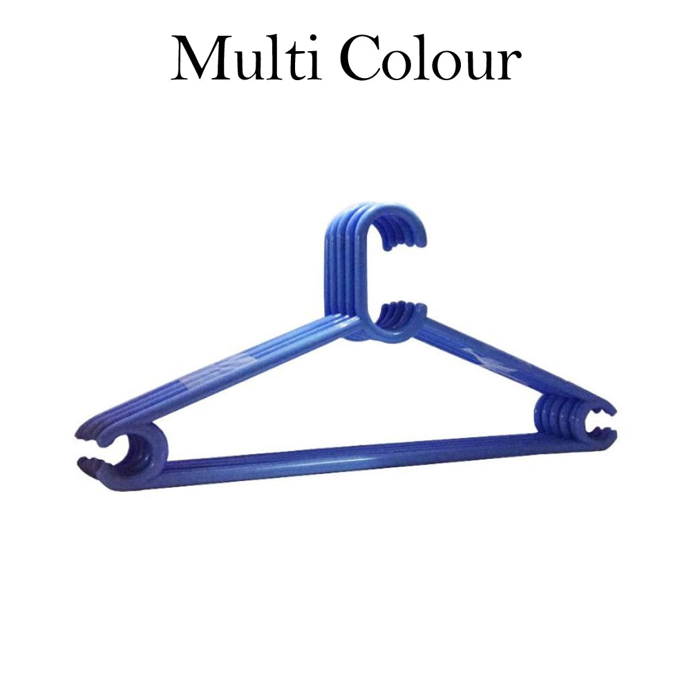 Plastic Clothes Hanger Set (6 Pcs) – Durable & Space-Saving | Indo Glow